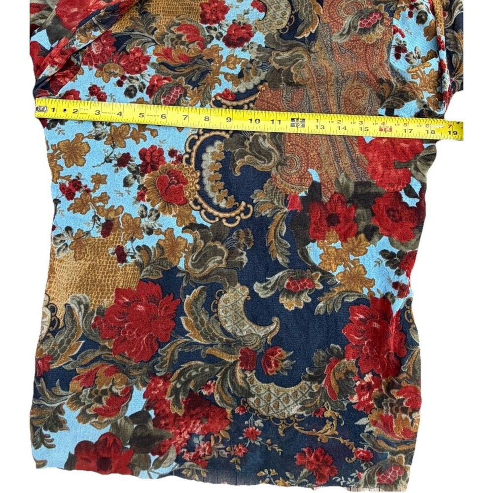 A’Nue Ligne Women Large Paisley Floral Y2K Mesh Long Sleeve Artsy Boho European - Picture 7 of 9